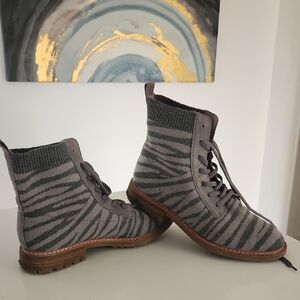 Gray and Black Zebra Print Boots